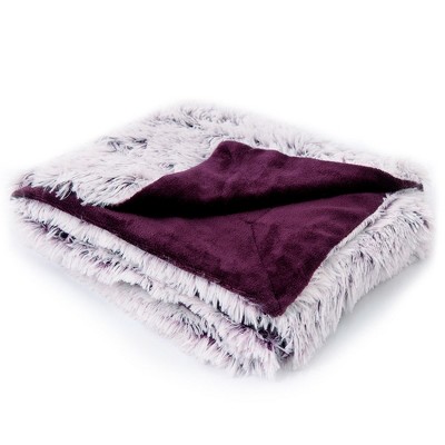 Purple Ombre Reversible Faux Fur Throw Blanket 60" x 70"