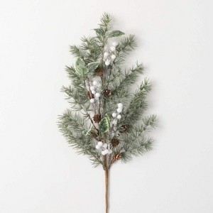 Sullivans Artificial 30.5" Pine Leaf And Berry Stem, Multicolor - 1 of 2