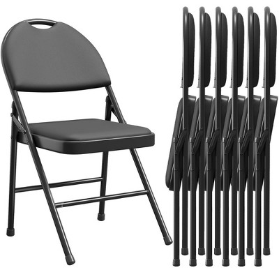 Garvee Folding Chairs 6 Pack, Metal Foldable Chair with Cushion and Non-Slip Feet Pads, PU Party Chairs for Indoors and Outdoors, Dining Room