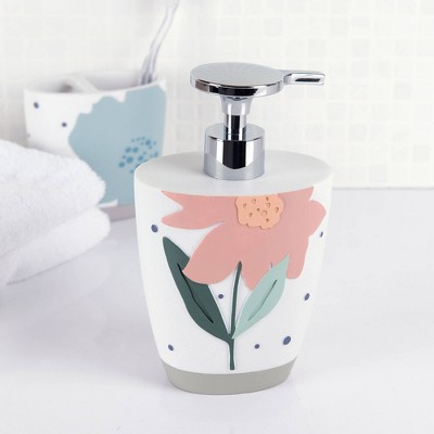 Summer Flower White and Multicolor Resin Kids' Bathroom Set