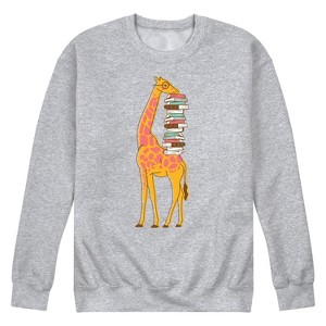 Men's - Instant Message - Giraffe Carrying Books Graphic Fleece Sweatshirt - 1 of 4