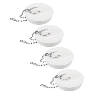 Unique Bargains Rubber Stainless Steel Beaded Chain with Pull Ring Bathtub Drain Stopper 4 Pcs - 1 of 4