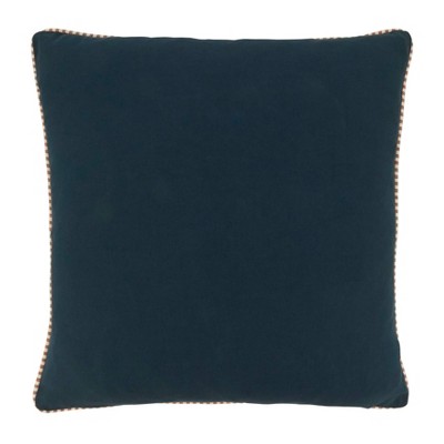 Navy Blue Cotton Anchor and Rope Design Square Throw Pillow