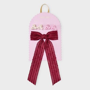 Large Bow and Small Hair Clips Set 5 pc - Wild Fable™ Burgundy - 1 of 4
