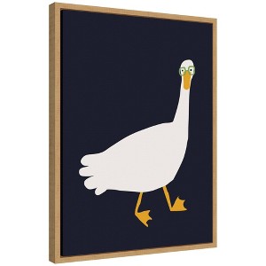 Kate & Laurel All Things Decor 18"x24" Sylvie Farm Duck Framed Canvas by Hannah Beisang Natural - 1 of 4