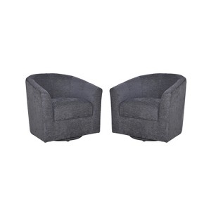Set of 2 Liria Wooden Upholstered Barrel Chair for Livingroom with Metal Swivel Base | ARTFUL LIVING DESIGN - 1 of 4
