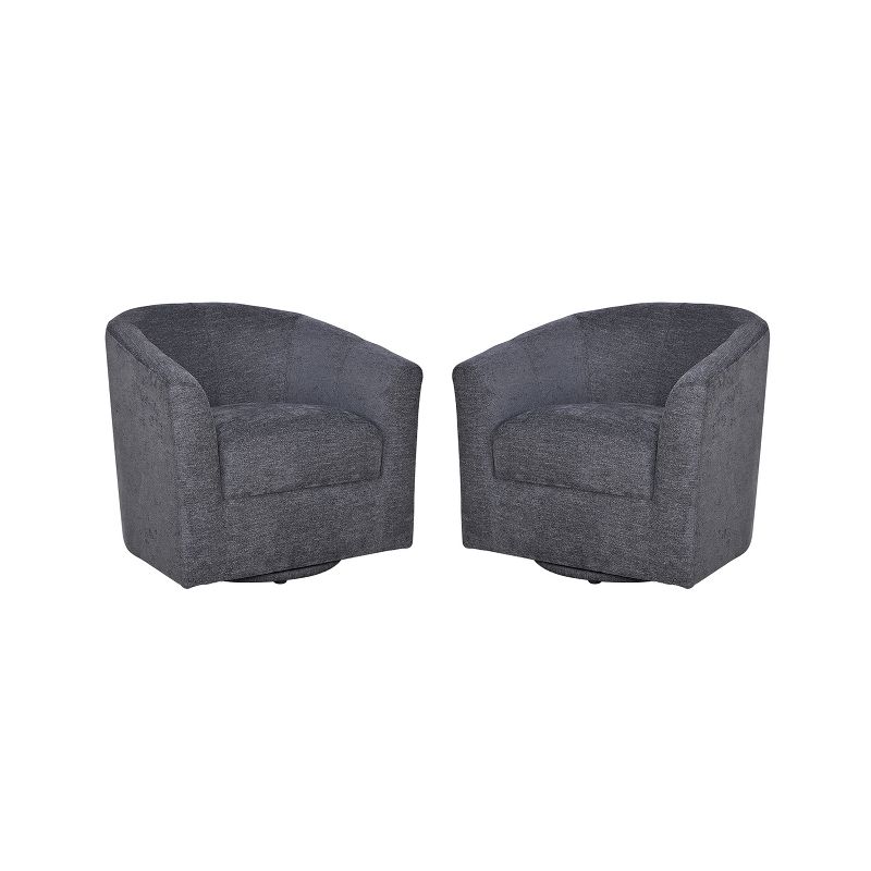 Set of 2 Liria Wooden Upholstered Barrel Chair for Livingroom with Metal Swivel Base | ARTFUL LIVING DESIGN, 1 of 7