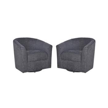 Set of 2 Liria Wooden Upholstered Barrel Chair for Livingroom with Metal Swivel Base | ARTFUL LIVING DESIGN
