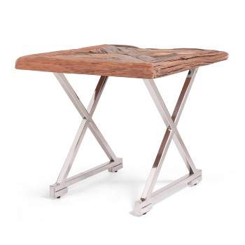 Treutlen Handcrafted Boho Wooden End Table Natural/Silver - Christopher Knight Home