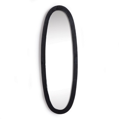 Plum & Post 13"W x 1"D x 38.75"H Lamelle Black Framed Full Oval Full Length Wall Mirror