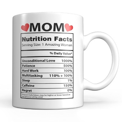 Mom Nutrition Facts about mom White Mug 11Oz