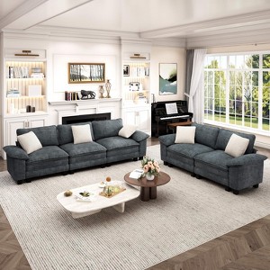 Captiva Designs Cloud Modular 5-Piece Sectional Sofa Set, Living Room Couch with Lounge Comfort, Corduroy & Chenille Fabric - 1 of 4