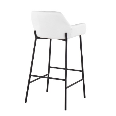 Daniella Industrial Black Metal and White Faux Leather Barstools - Set of 2