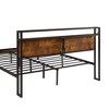 King Size Metal Platform Bed with Wooden Headboard and Footboard for Bedroom or Apartment - 2 of 4