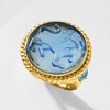Ross-Simons Italian Tagliamonte Blue Venetian Glass Lion Ring With 1.00 ct. t.w. Swiss Blue Topaz in 18kt Gold Over Sterling - 4 of 4