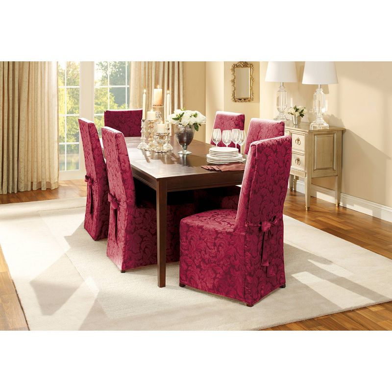Scroll Long Chair Slipcover Burgundy - Sure Fit, 3 of 5
