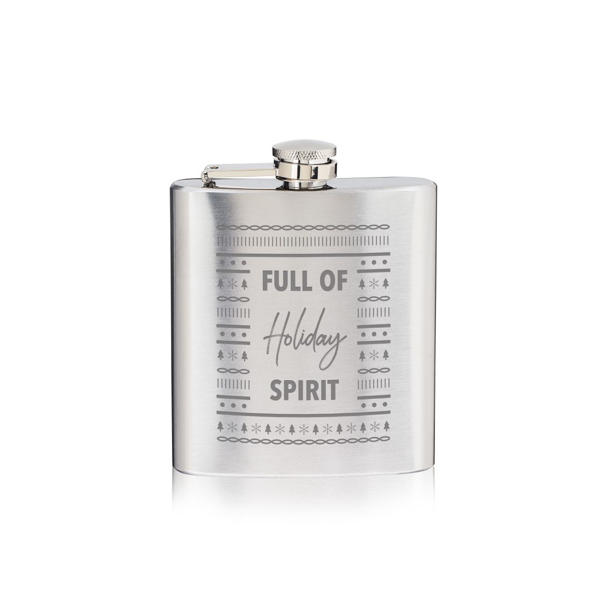 True Full of Holiday Spirit 6oz Stainless Steel Pocket Whiskey Flask, Liquor Metal Flask for Camping, Outdoor, Travel, Holiday Gifts for Men and Women