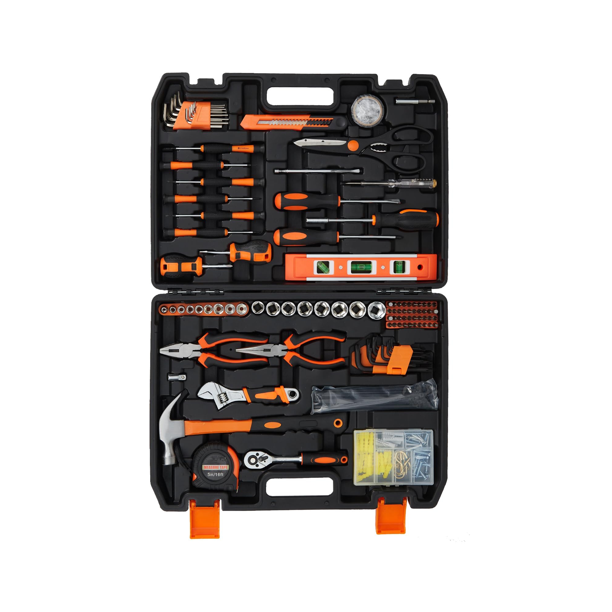 242 Piece Tool Set, Household Hand Kit, Hand Tool Kit with Plastic Toolbox Storage Case for Home Maintenance, Dorm and DIY Projects
