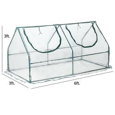 6 ft. x 3 ft. Green Mini Greenhouse with Zipper Doors