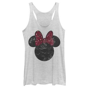 Minnie Mouse Women's White Pink Foil Tank Top-Small 
