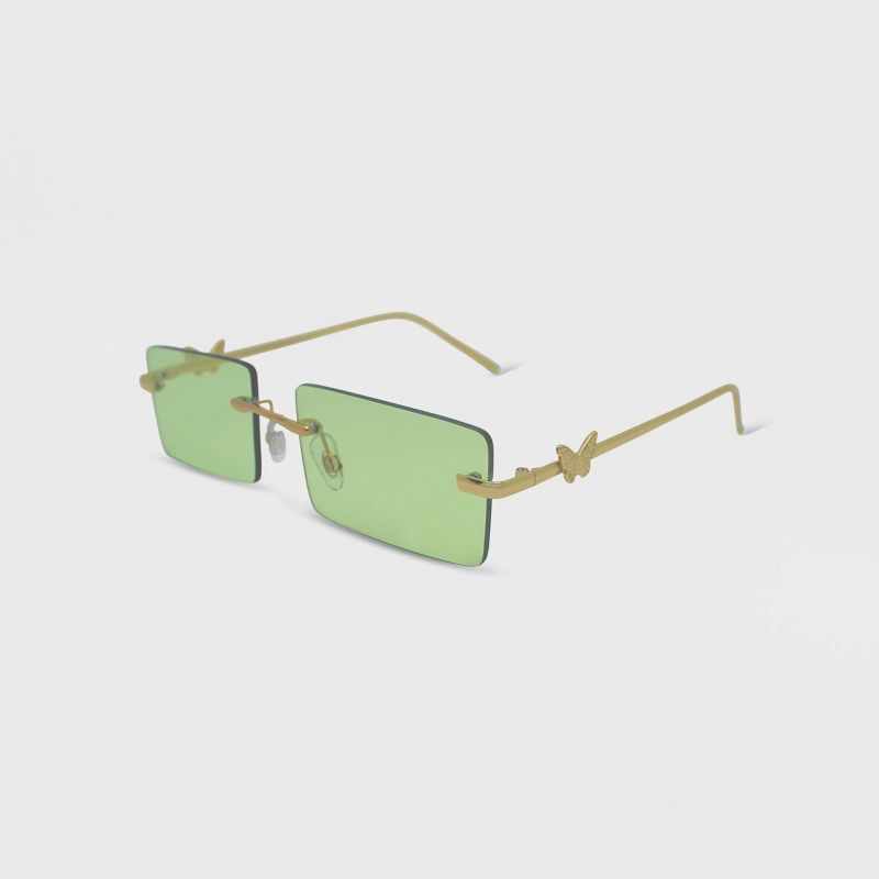 Women&#39;s Rimless Metal Rectangle Butterfly Sunglasses - Wild Fable&#8482; Lime Green, 2 of 3