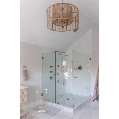 Jayna 8-Light Burnished Silver and Jute Drum Chandelier