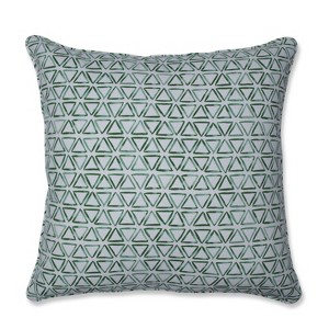 Painted Triangles Verte Oversize Square Floor Pillow - Pillow Perfect, Beige Green