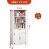 Farmhouse Bookcase with 2 Doors & 1 Drawer, 6-Tier Adjustable Shelves, Rustic Wood Storage Unit for Home Office, Living Room, Bedroom, White - 2 of 4