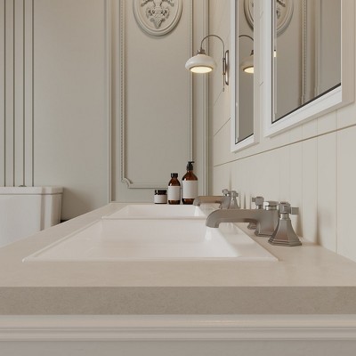 Nickel Widespread Double Handle Bathroom Faucet with Metal Drain