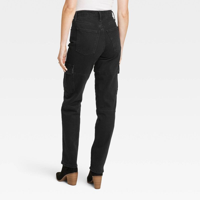Women&#39;s High-Rise 90&#39;s Straight Cargo Jeans - Universal Thread&#8482; Black, 3 of 8