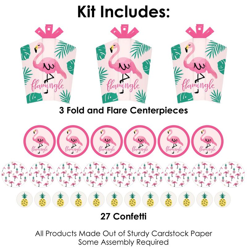 Big Dot of Happiness Pink Flamingo - Party Like a Pineapple - Tropical Summer Party Decor and Confetti - Terrific Table Centerpiece Kit - Set of 30, 3 of 9