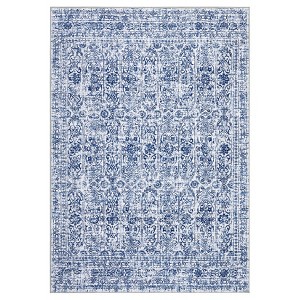 Vintage Soft Floral Print Area Rugs Machine Washable Throw Carpet for Home Office - 1 of 4