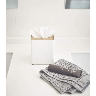 Ash Steel Square Tissue Box Cover with Wooden Lid