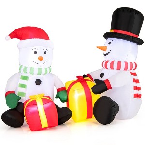 Tangkula 5FT Long Christmas Inflatables LED Lighted Xmas Double Inflatable Snowmen - 1 of 4