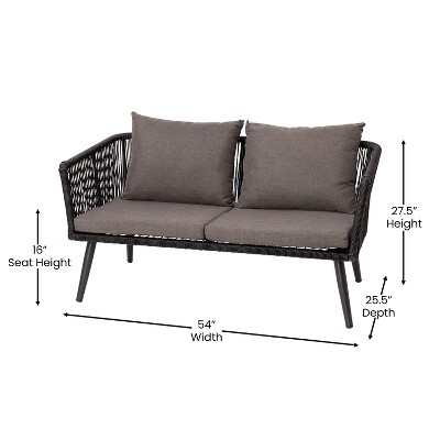 Kierra Black and Gray Metal 4-Piece Patio Conversation Set