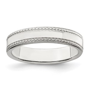 Black Bow Jewelry 4mm Sterling Silver Polished Flat Rope Edge Standard Fit Band - 1 of 4