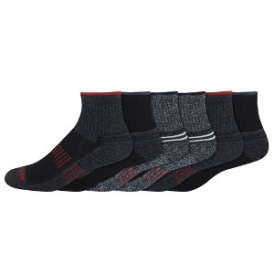 Dickies Men's 6pk Outdoor Navigator Quarter Socks - Black/Red 6-12: Midweight Knit, Tagless, Machine Washable, Tumble Dry - 1 of 1