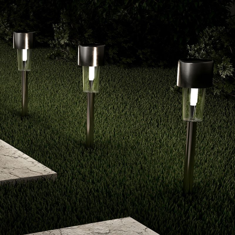Nature Spring Solar Path Lights With Rechargeable Batteries - 12.2", Set of 12, Silver, 1 of 8
