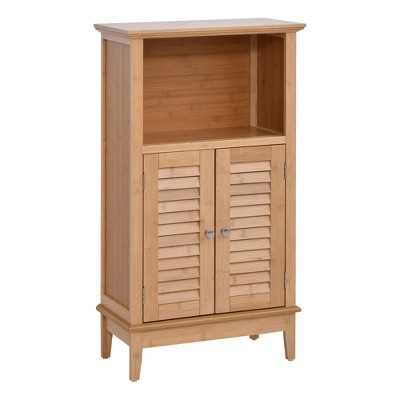 Homcom Bamboo Floor Cabinet Bathroom Floor Cabinet Living Room ...