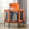 Qaba 48" Trampoline for kids, Toddler Trampoline Indoor Outdoor with Safety Enclosure Net, Basketball Hoop, Orange - 2 of 4