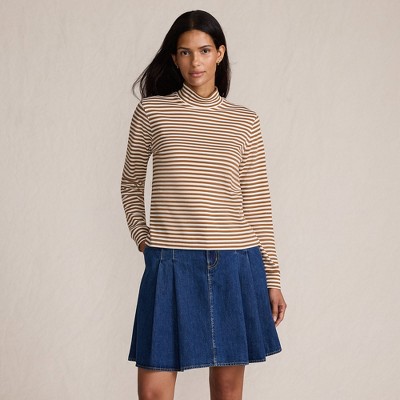 Lands' End Women's Relaxed Cotton Long Sleeve Mock Turtleneck