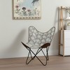 HomeRoots 30" Blue And Cream Canvas Floral Butterfly Chair - 2 of 4