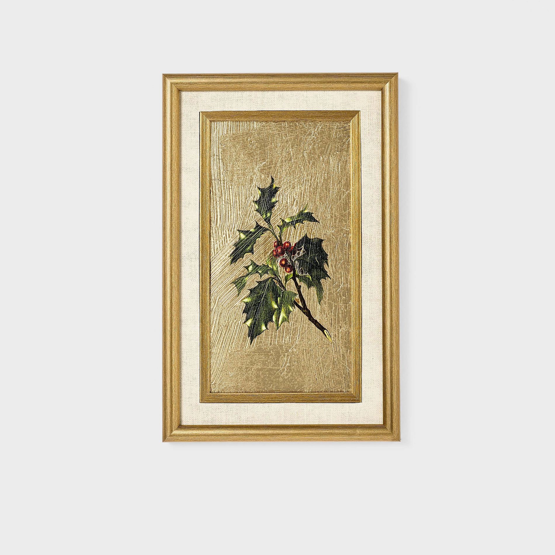 9''x14'' Gold Foil Winter Botanical Framed Wall Art - Threshold™ designed with Studio McGee
