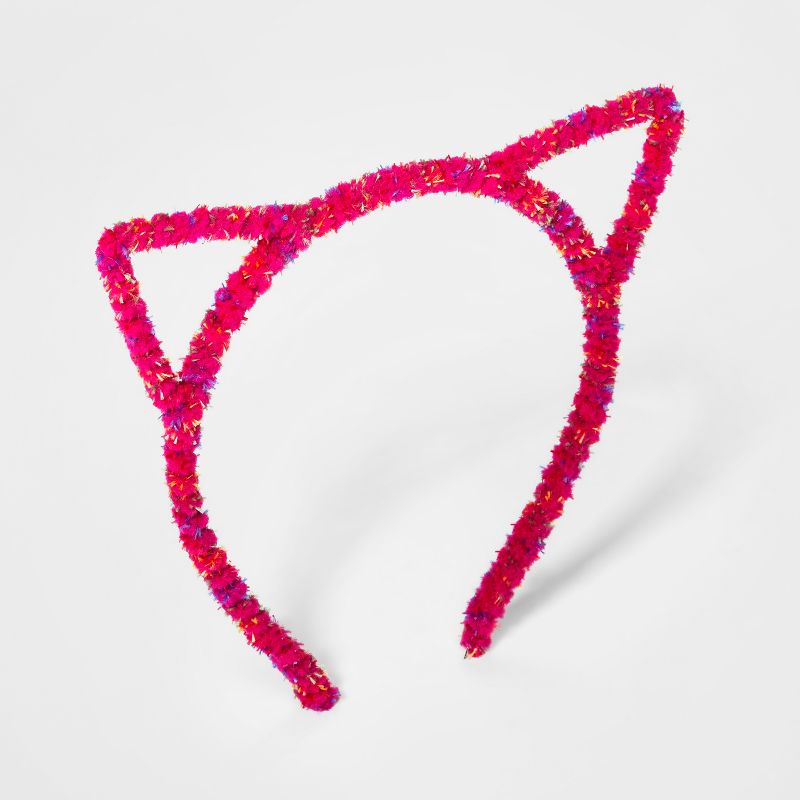 Girls' Fuzzy Cat Ears Headband - Cat & Jack&#8482; Fuchsia, 1 of 3