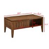 Retro Mid Century Modern Coffee Table with Sliding Door Storage and Solid Wood Legs, Vintage Living Room Centerpiece-Maison Boucle - 4 of 4