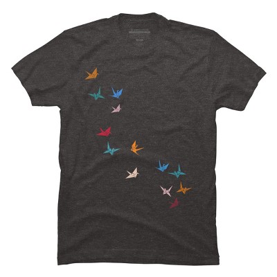 Men's Design By Humans Flying Paper Cranes Birds By Magnussons T-Shirt
