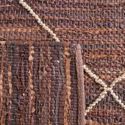 Handmade Brown and Natural Leather 3' x 5' Area Rug
