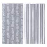 Great Bay Home Cotton Printed 2-Pack Beach Towel  (2 Pack- 30" x 60", Pineapple & Stripes)
