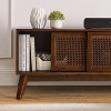 ORRD 59" Mid Century Modern Rattan TV Stand for 65 Inch TVs - Media Console with Storage Cabinet & Solid Wood Feet, Light Wood - 3 of 4