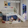 Okak Twin Size Metal House Loft Bed with Slide & Curtain Set & Star Stickers,Contemporary Bed Frame for Bedroom,Kids Room - 3 of 4